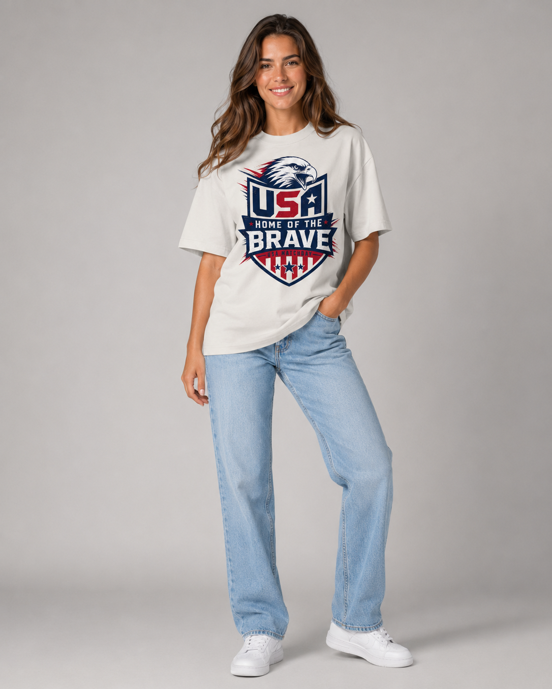 HOME OF THE BRAVE USA Matchday Oversized Faded T-Shirt