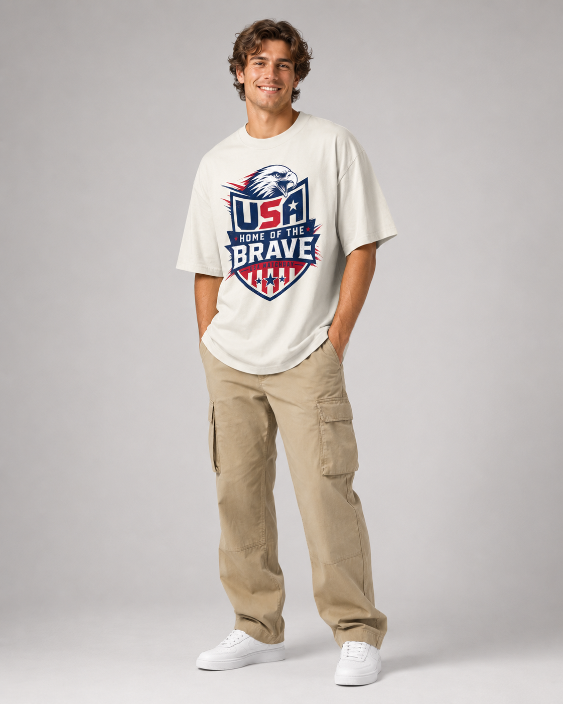HOME OF THE BRAVE USA Matchday Oversized Faded T-Shirt