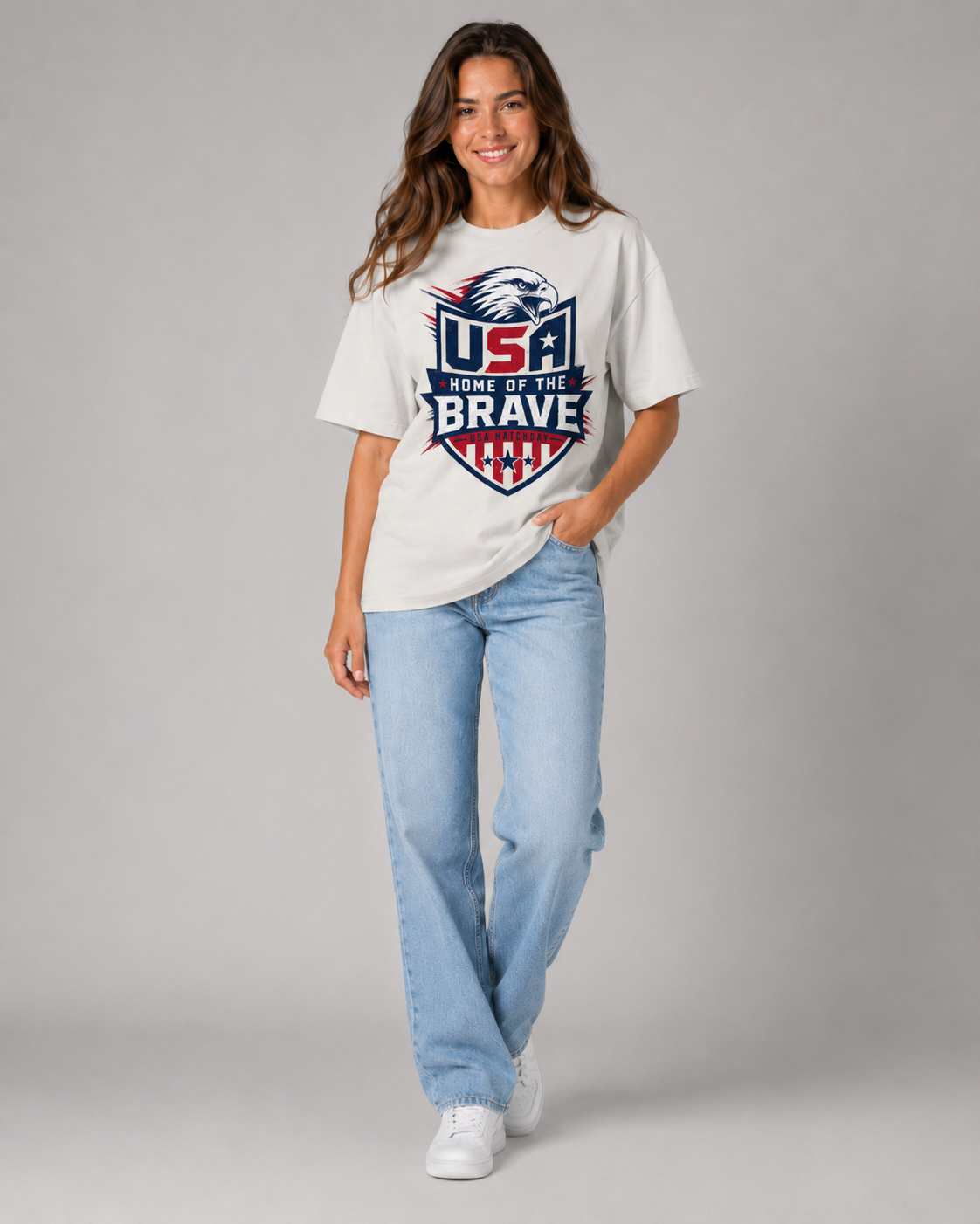 HOME OF THE BRAVE USA Matchday Oversized Faded T-Shirt