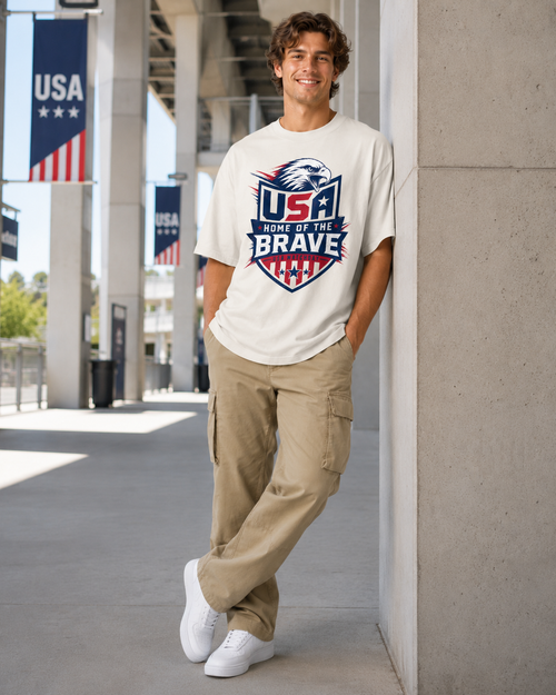 HOME OF THE BRAVE USA Matchday Oversized Faded T-Shirt