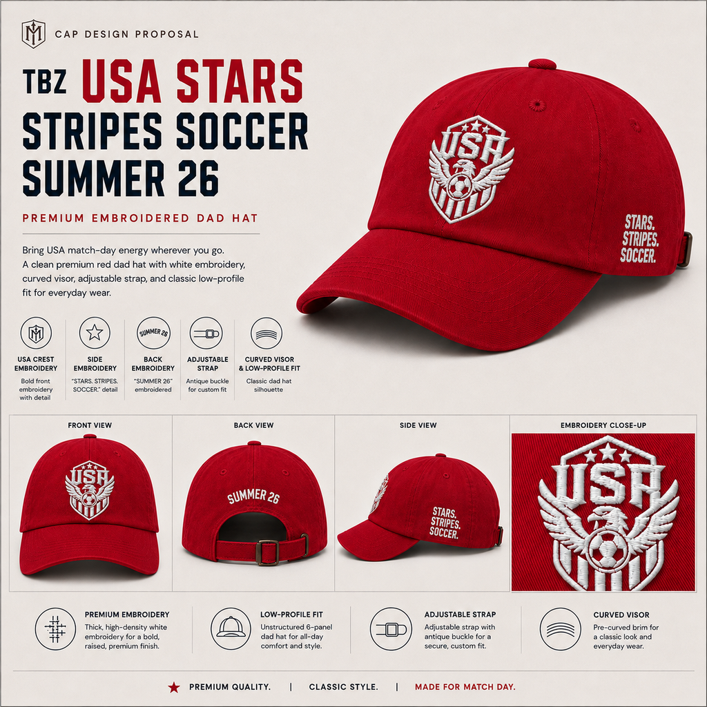 TBZ USA Stars Stripes Soccer Summer 26 Hat