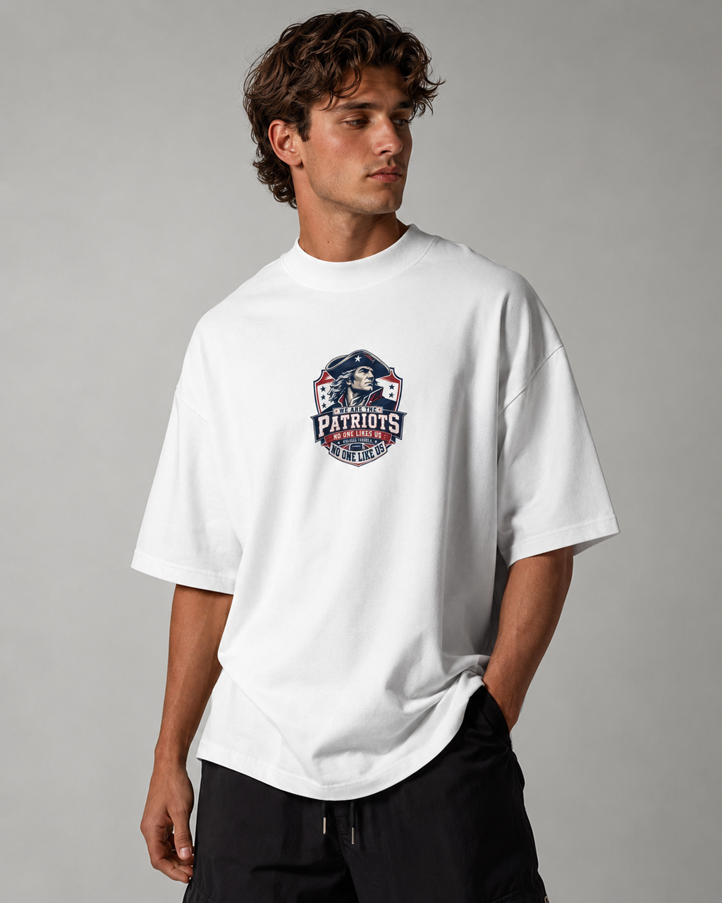 We Are The Patriots Organic Oversized High Neck T-Shirt