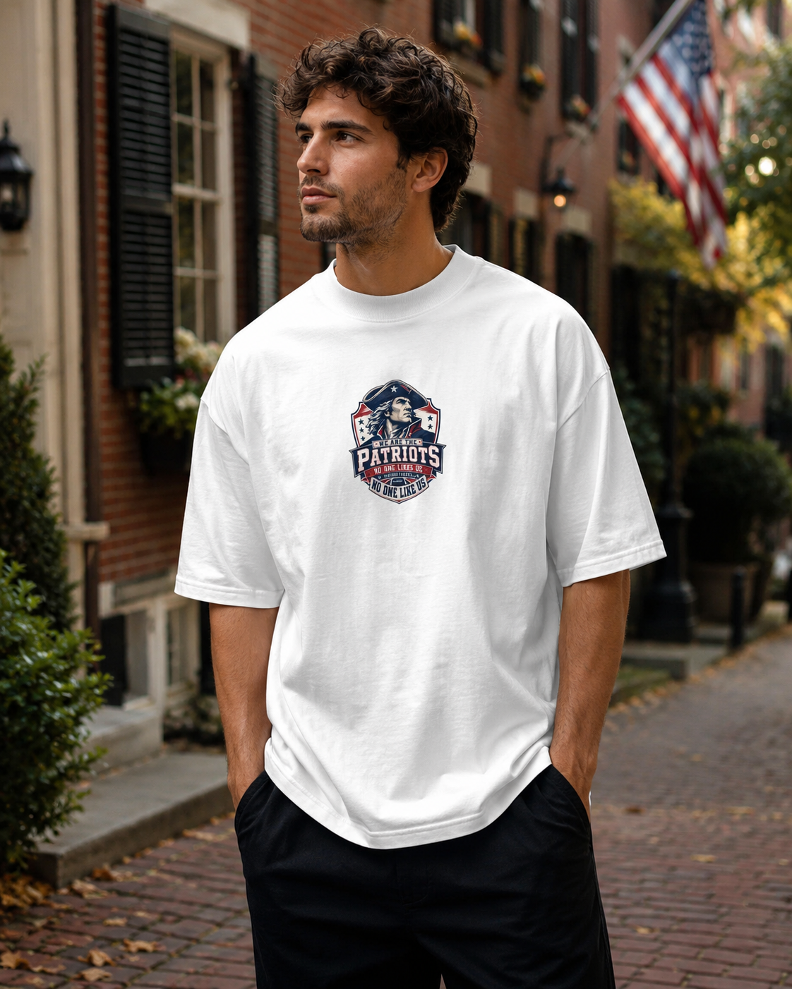 We Are The Patriots Organic Oversized High Neck T-Shirt