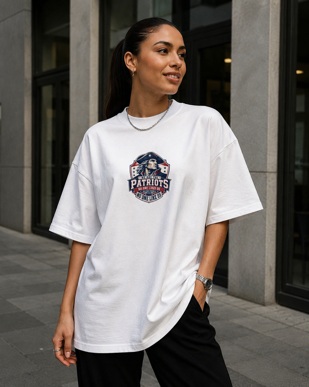 We Are The Patriots Organic Oversized High Neck T-Shirt
