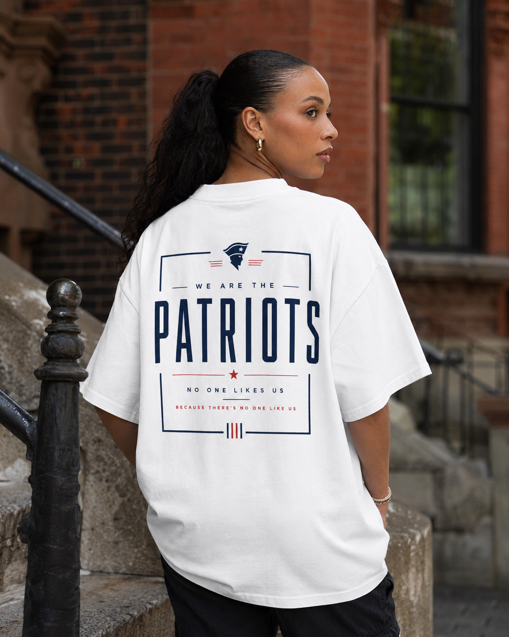 We Are The Patriots Organic Oversized High Neck T-Shirt
