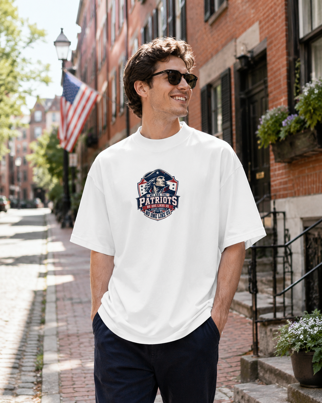 We Are The Patriots Organic Oversized High Neck T-Shirt