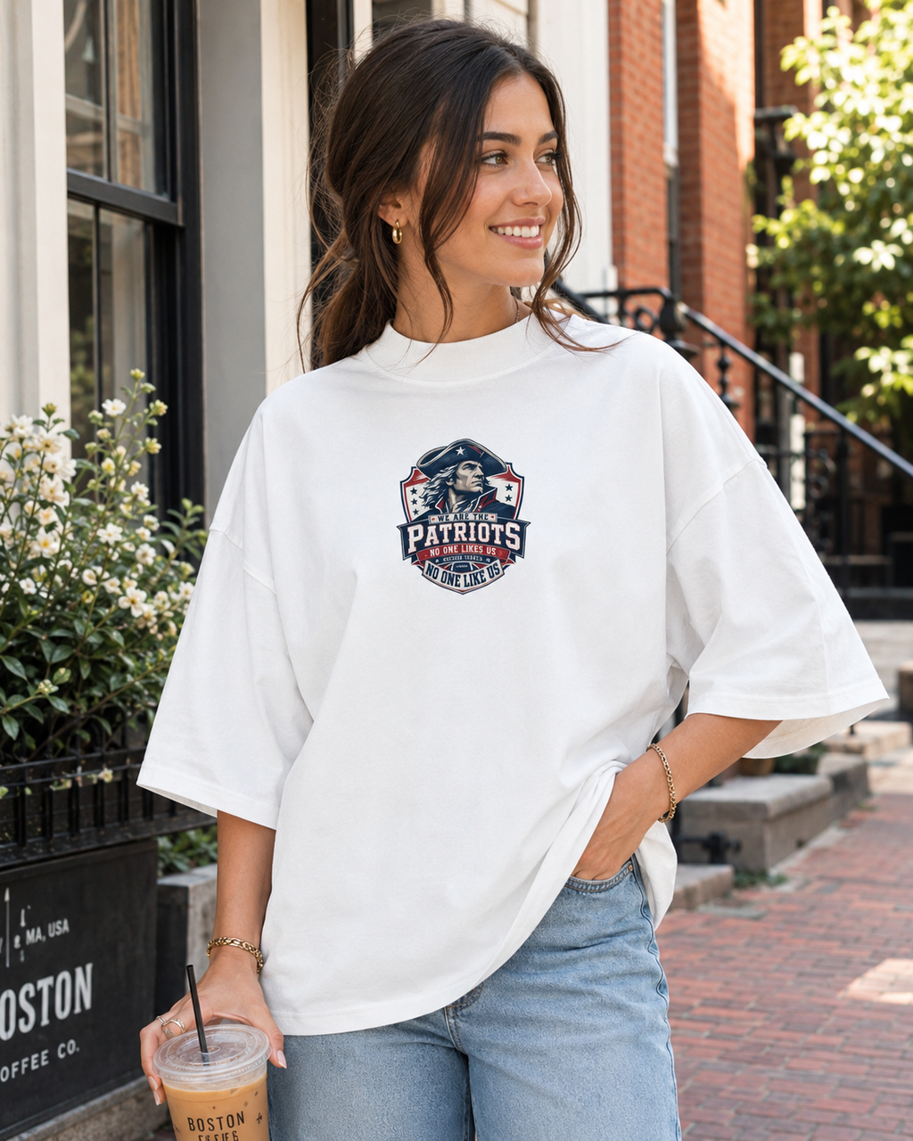 We Are The Patriots Organic Oversized High Neck T-Shirt