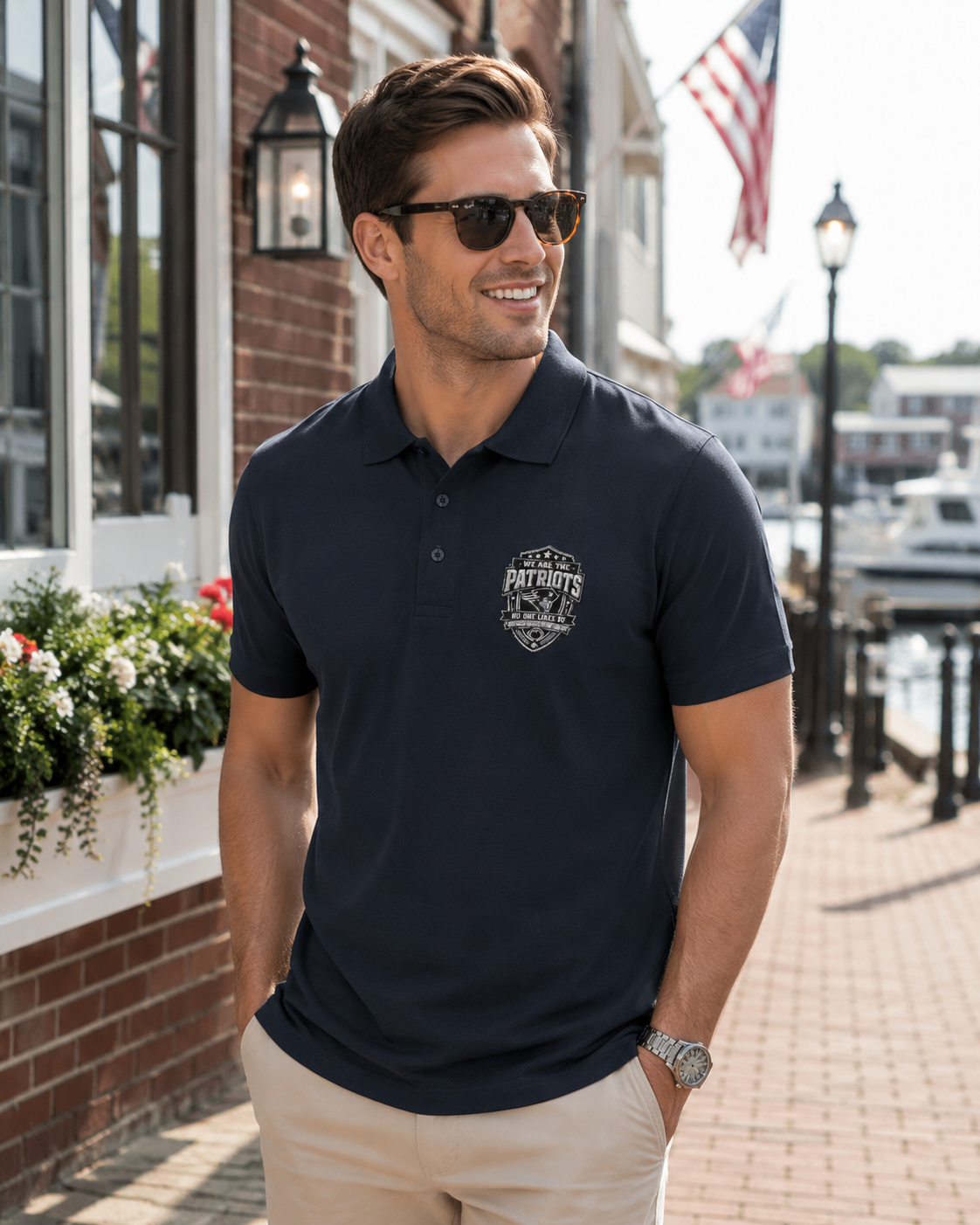 We Are The Patriots B&W Premium Pique Polo