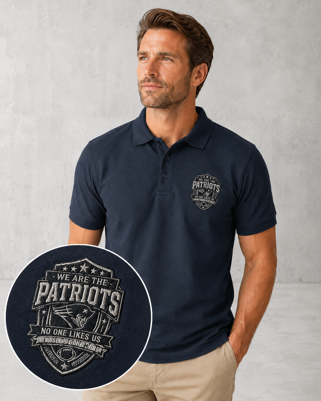 We Are The Patriots B&W Premium Pique Polo