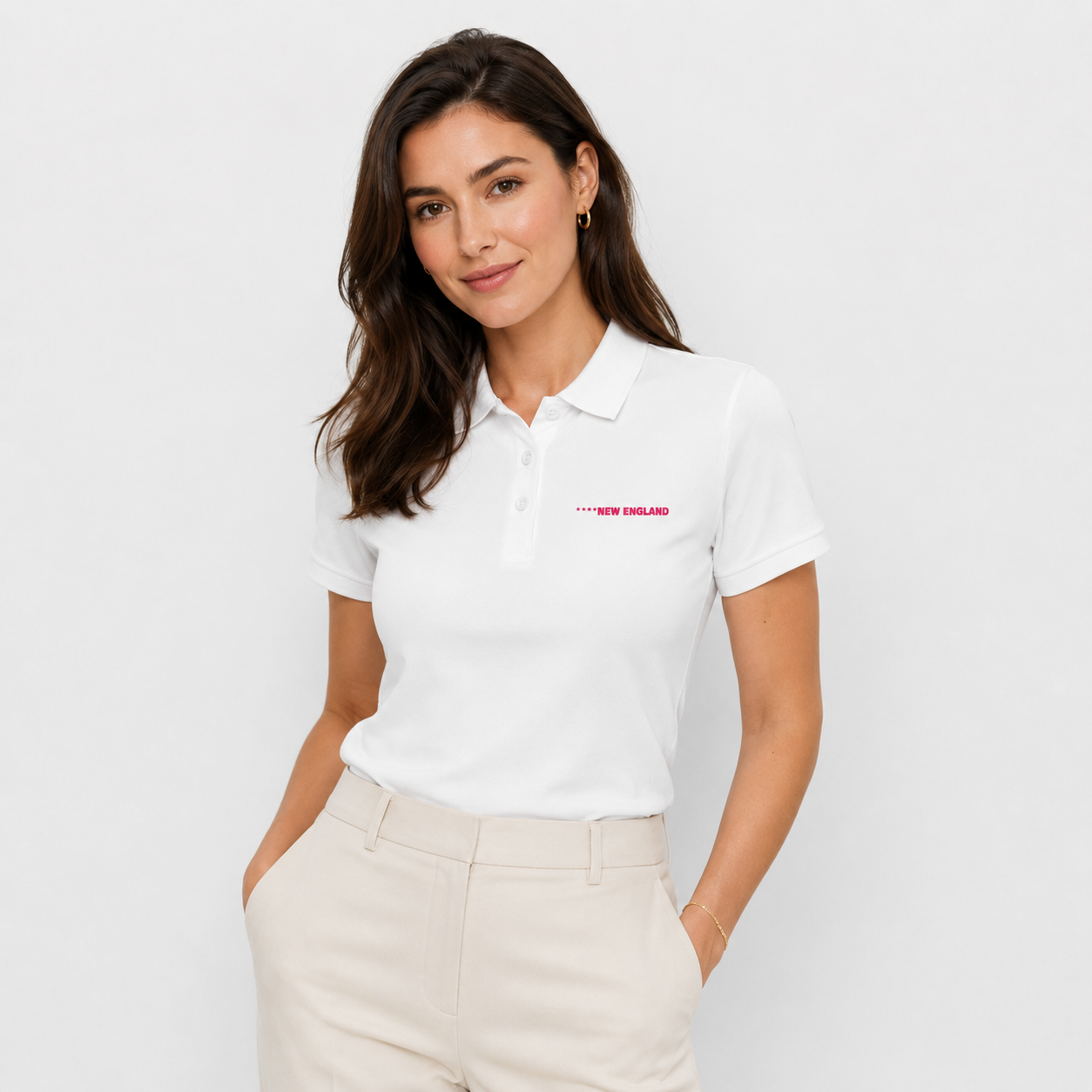 Women’s New England Embroidered Pique Polo
